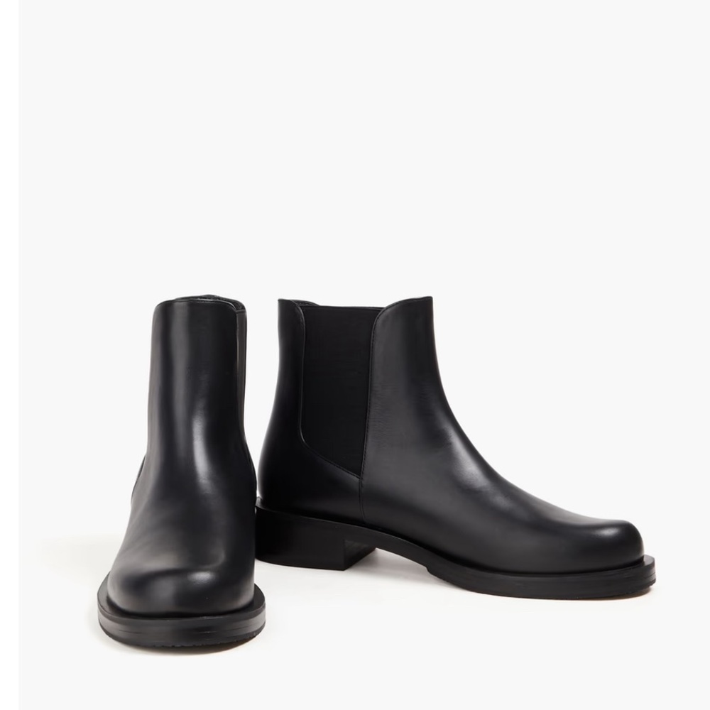 Stuart Weitzman Chelsea Black Leather Ankle Boots